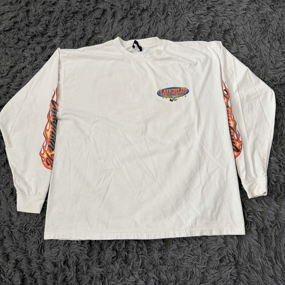 Harley-Davidson Laughlin 90s Vintage River Run Biker Flame Long Sleeve Shirt 2xl